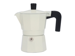 Cafetera de aluminio para estufa con dos válvulas, 100 ml, color beige