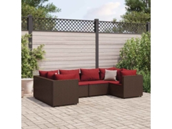Conjunto de jardín de 6 piezas con 6 cojines de mimbre marrón DKD Home Decor
