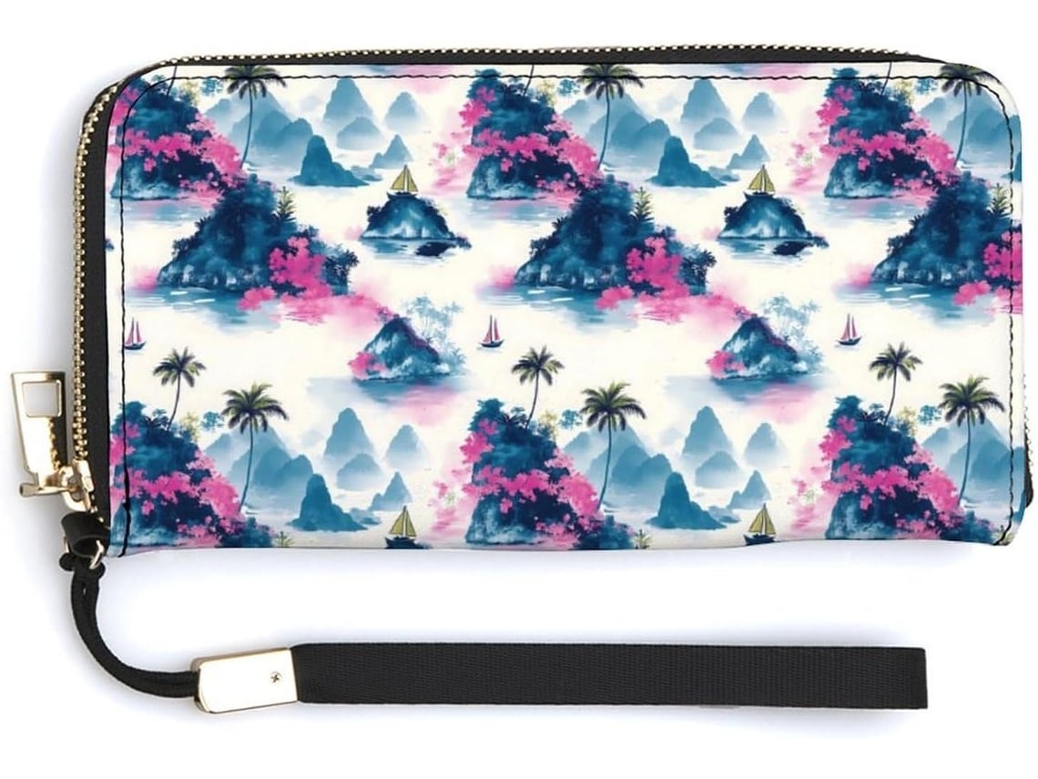 Cartera Cuero Con Cremallera Para Mujer Diseño Estampado