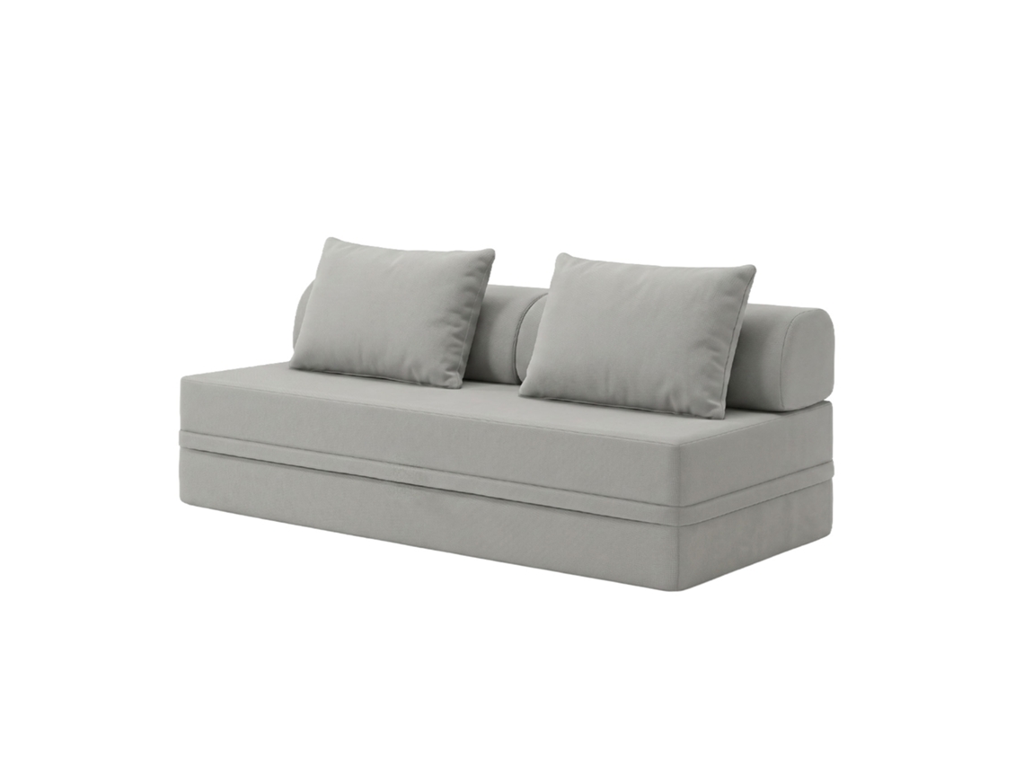 Sofá Modular 3 Lugares Convertible Liso Cinza Escuro