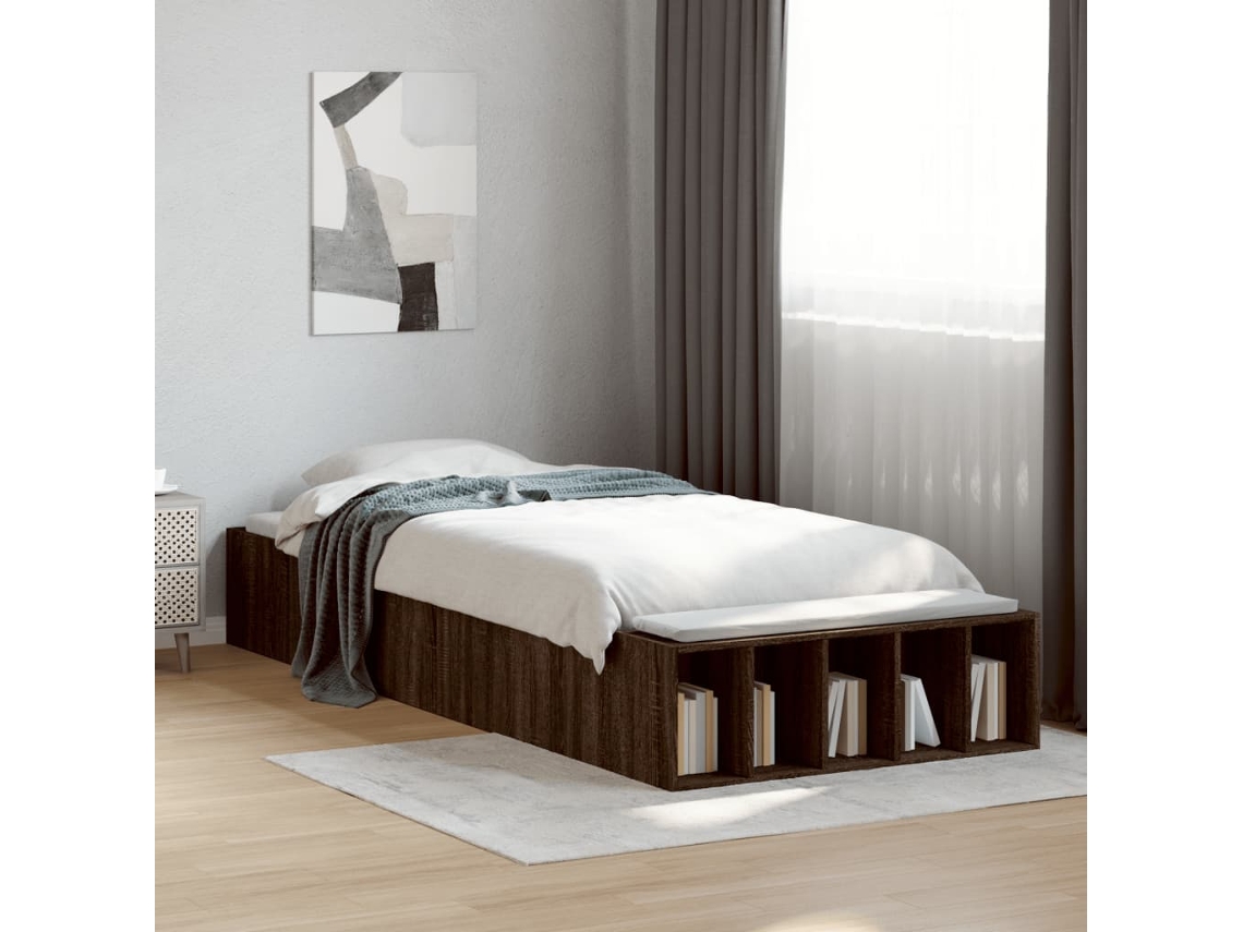 Estructura De Cama Madera De Ingeniería Roble Marrón 90x200 Cm