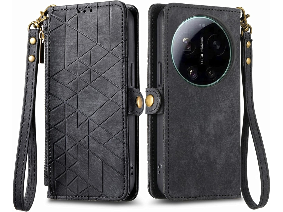 Funda Para Xiaomi 17 Ultra, Cartera Tipo Cartera De Piel Sintética Con Estampado Geométrico, Resistente A Los Golpes Y Con Cremallera.
