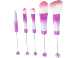 Elegante Set De Brochas De Maquillaje Con Mangos Metálicos Y Brocha Para Sombras De Ojos.