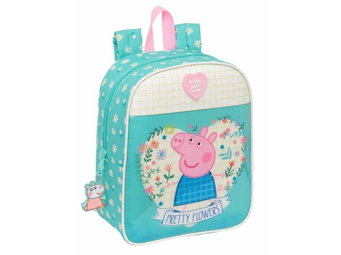 Mochila escolar con bonitas flores de Peppa Pig (azul - poliéster 300d)