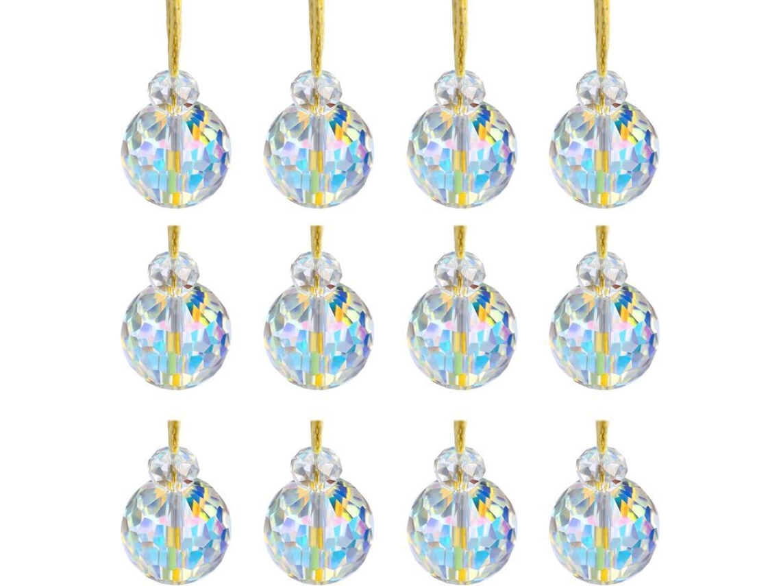 12 Mini Bolas De Cristal Ab Para Decoración De Árbol De Navidad, 0,87"
