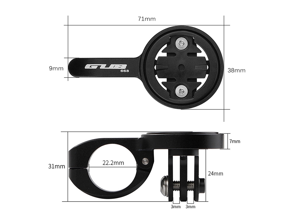 Soporte para manillar de bicicleta TT de 22,2 mm con 4 adaptadores para cámaras deportivas Garmin, Bryton y Cateye.