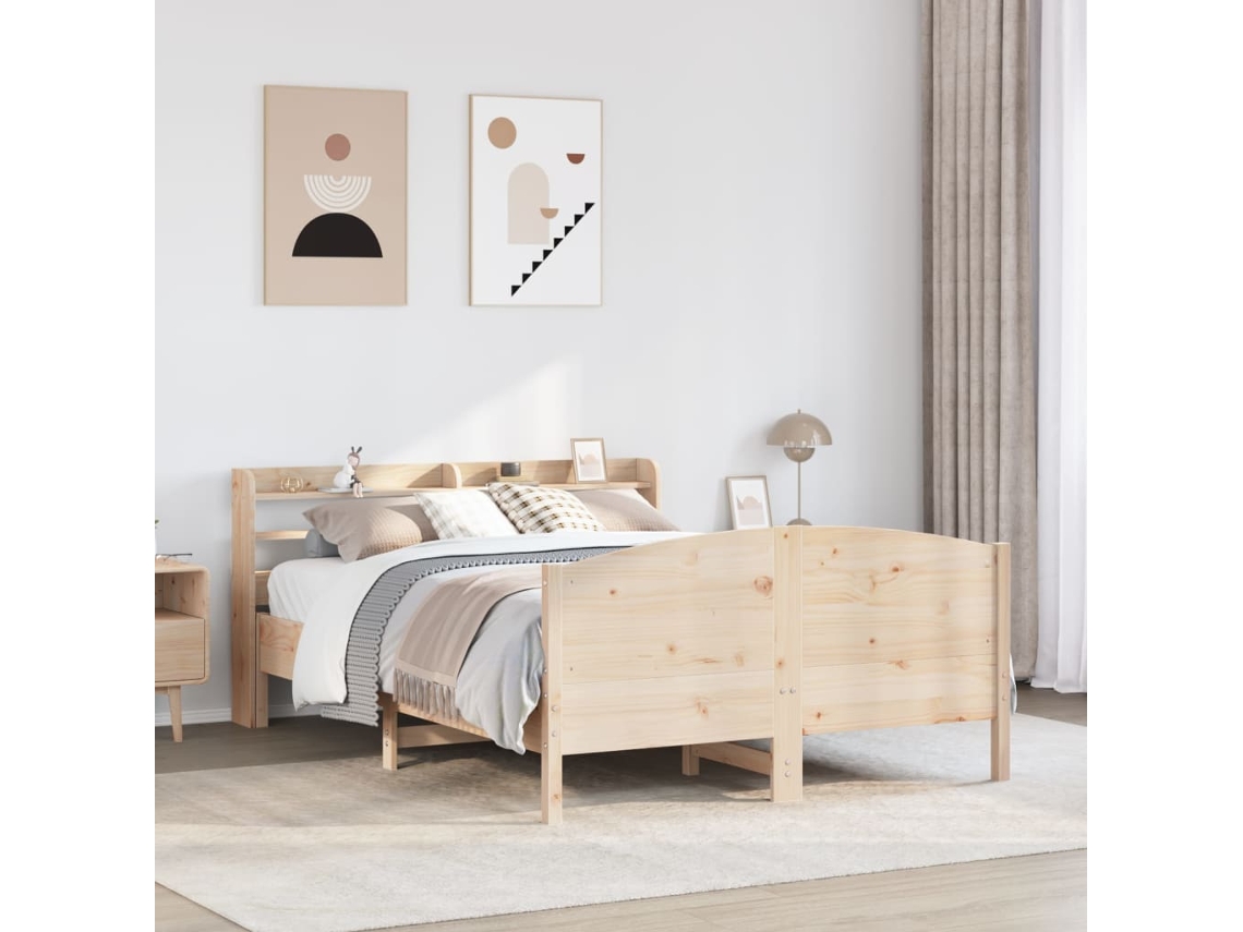 Estructura De Cama Sin Colchón Madera Maciza De Pino 160x200 Cm