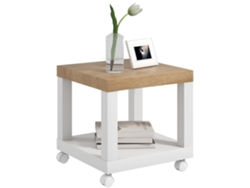 Mesita Auxiliar Con Ruedas Para Salón/dormitorio, Acabado En Blanco Natural.