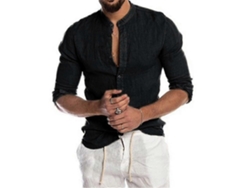 Camisas de manga larga con botones para hombre, top informal de playa de verano