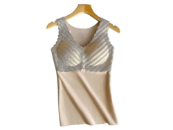2026-chaleco Térmico Sin Mangas Para Mujer Con Sujeción Integrada Encaje Ajustado Material Suave Transpirable Color Durazno