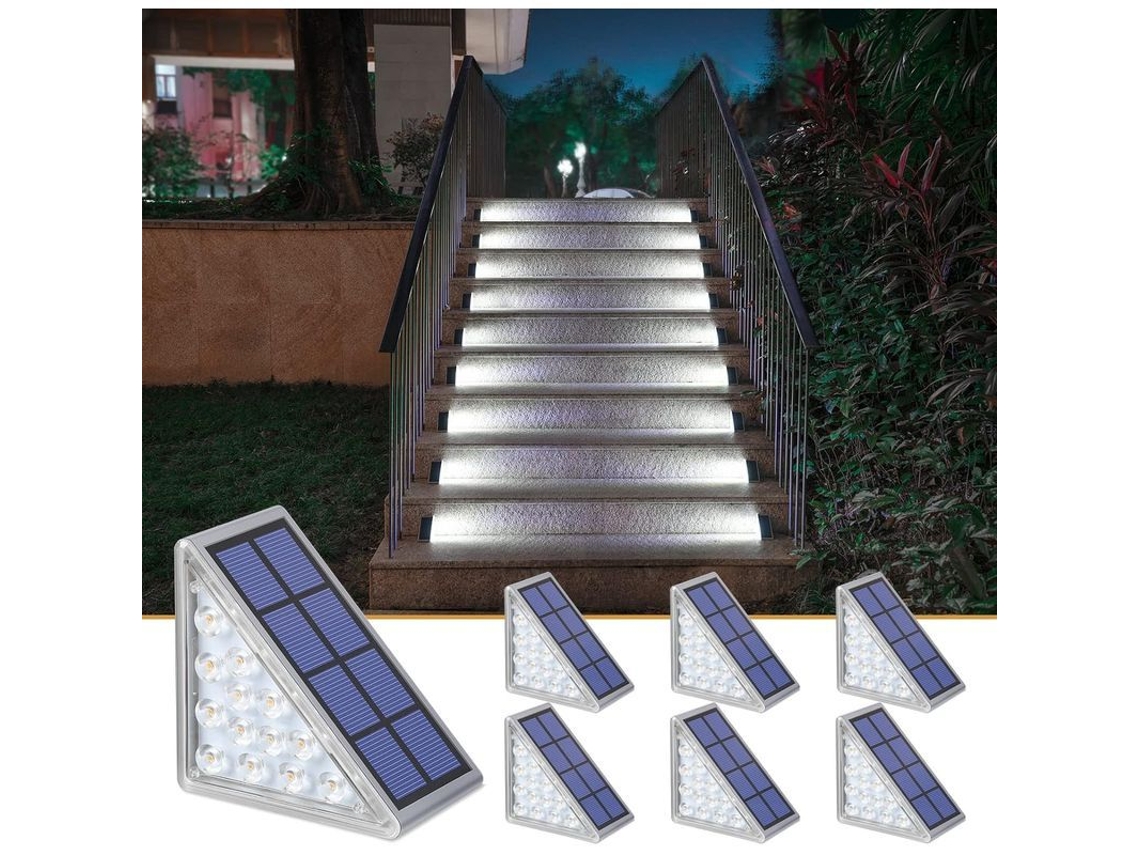 Luces Solares Para Escaleras, 6 Unidades Triangulares, Luz Blanca Fría, Ip68, Automáticas, Para Jardín, Suelo Y Patio.