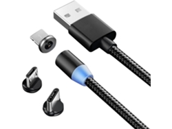 Cabo de carregador magn�tico m�ltiplo, cabo de carregamento r�pido magn�tico 3 em 1 e sincroniza��o de dados com micro USB, tipo C, adaptador IP para telefone, Android Samsung