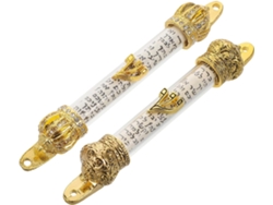 Mezuzá judía, Esplendor preservado, Pergamino, Metal dorado, 2 piezas, Elegante decoración de artesanía religiosa, GOKOCO