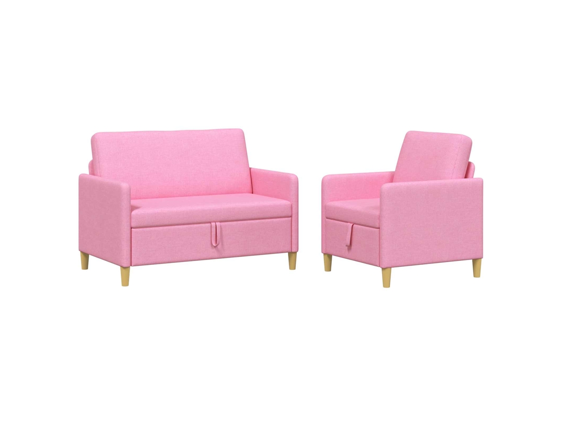 Juego De Sofás Con Almacenamiento 2 Pcs Rosa Poliéster