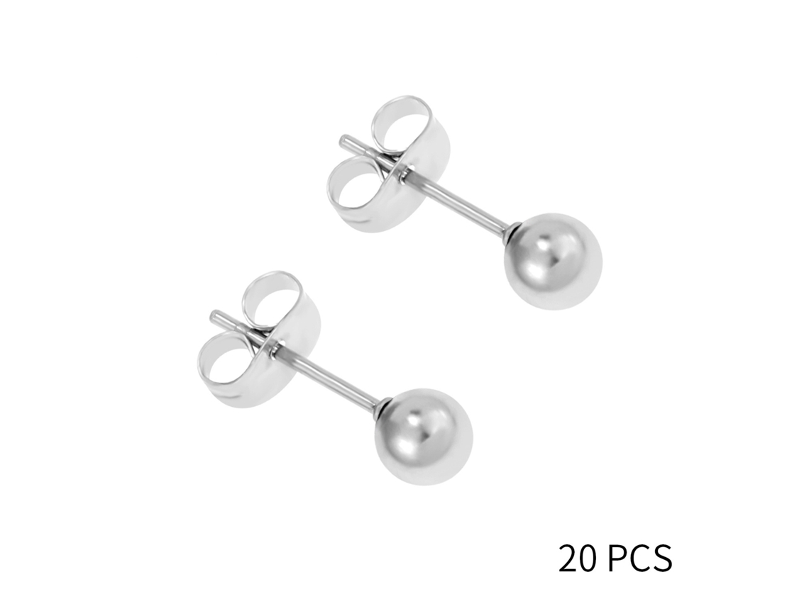 Pendientes 20 Pares De Pendientes De Cuentas Redondas De 4 X 12 Mm, Para Hacer Tú Mismo (acero) Chrui