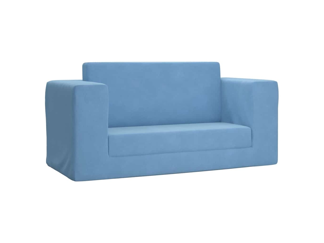 Maison Exclusive - Sofá Cama De Niños 2 Plazas Felpa Suave Azul