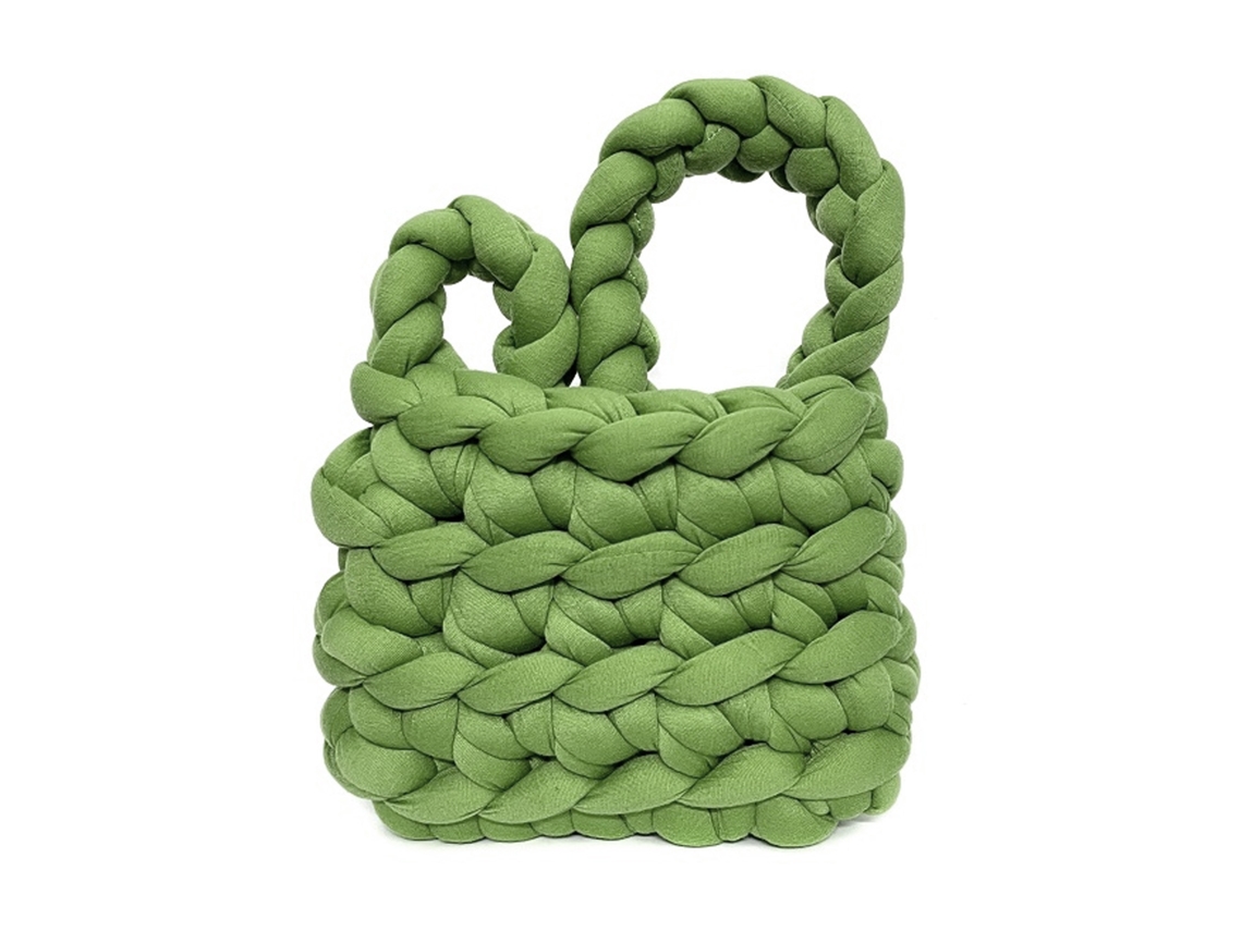 Exquisito Y Elegante Bolso Tote De Lana Tejido A Mano Para Uso Diario - Verde