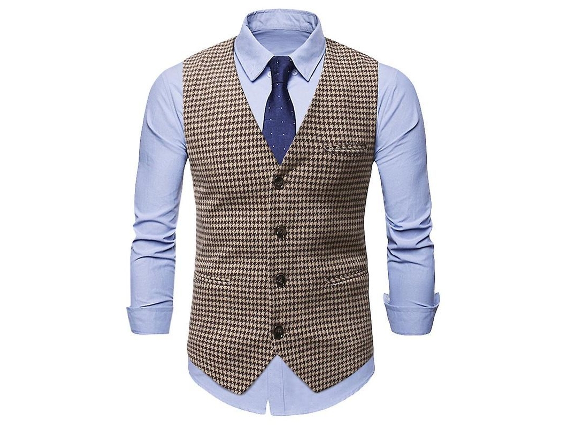 2026-chaleco Hombre Mystdiy De Cuadros Solapa Simple Busto 102-118cm Temporada Todas Las Estaciones