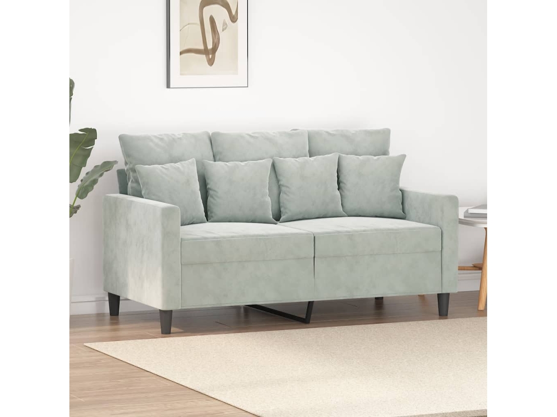 Sofá De 2 Plazas De Terciopelo Gris Claro 120 Cm