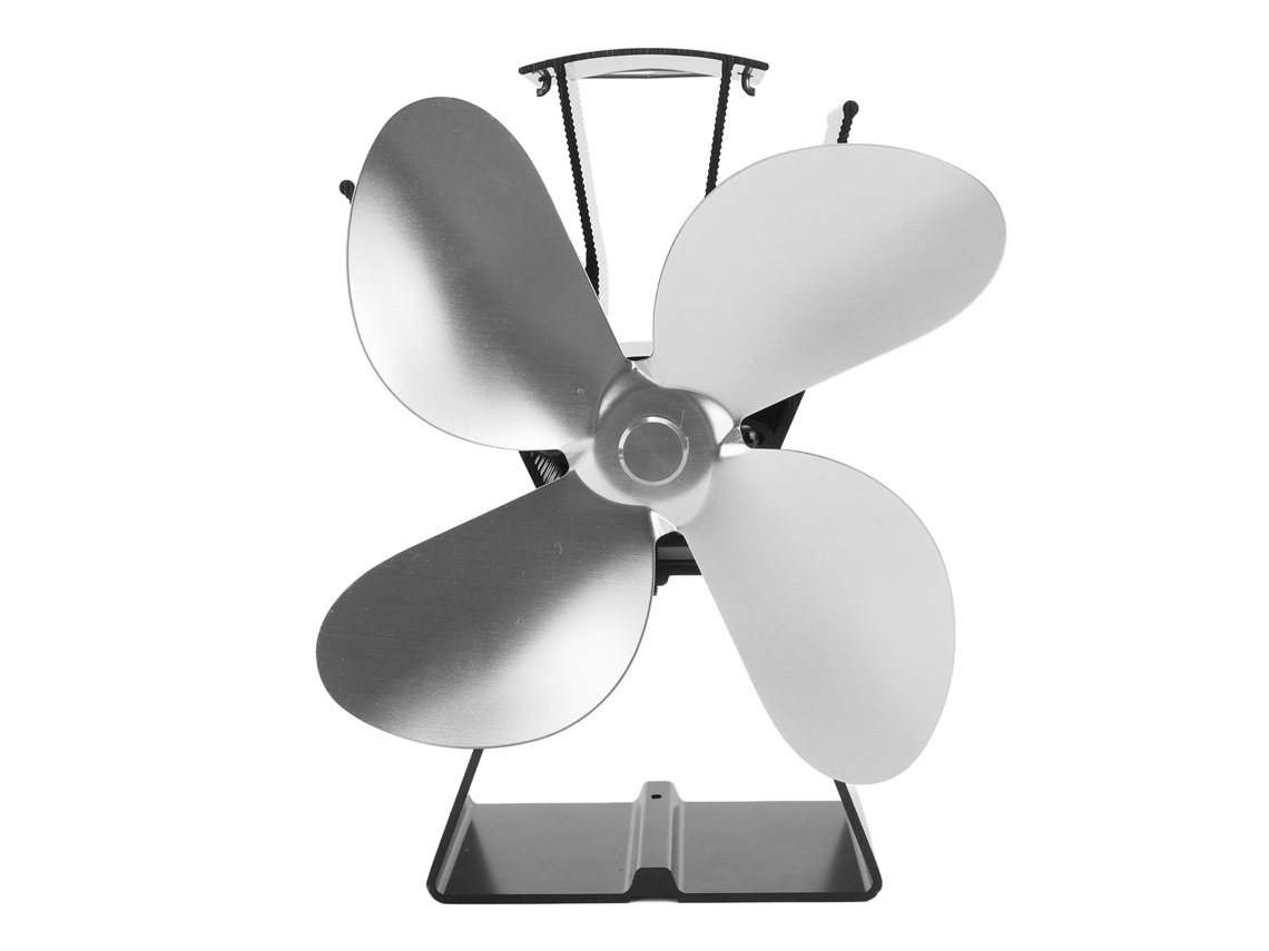 Ventilador de chimenea con 4 aspas, termoeléctrico, plateado
