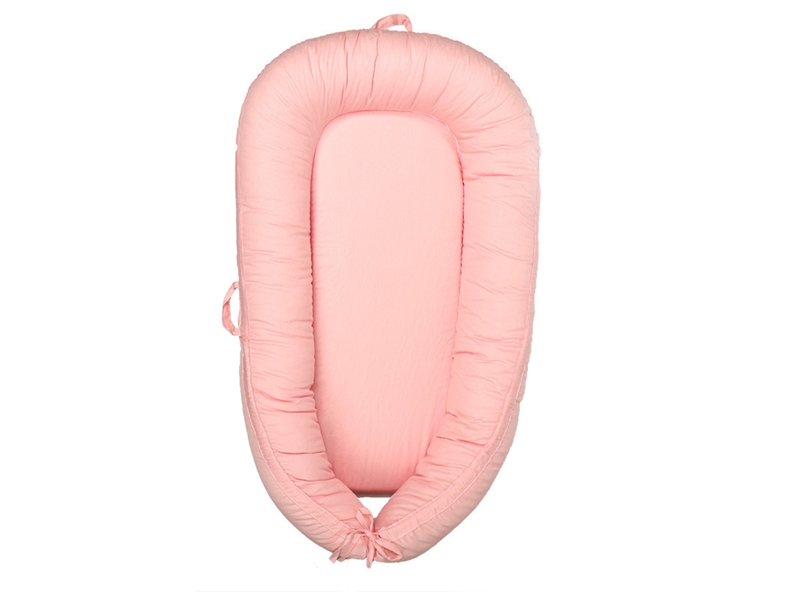 Cuna portátil para bebé de algodón transpirable con funda extraíble, 90x50cm DIGITALLAB (rosa)