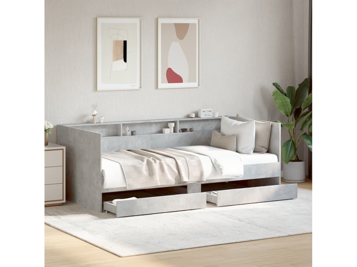 Sofá Cama Con Cajones Sin Colchón Gris Hormigón 75x190 Cm