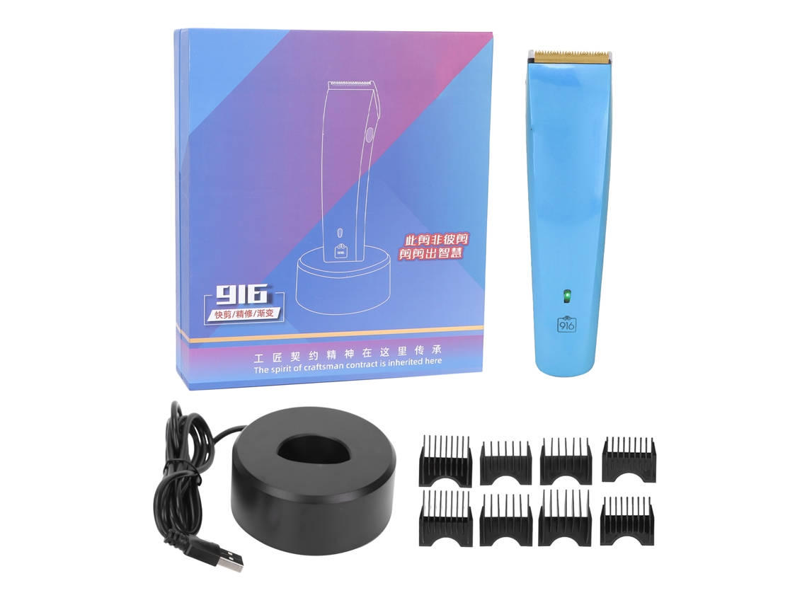 Kit de Máquina de Cortar Cabelo Elétrica Sem Fio Profissional em Aço Inoxidável 2026 para Homens, Azul