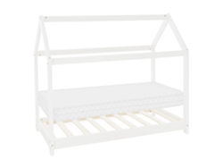 Cama infantil casa ML-Design 80x160 cm color blanco con colchón de espuma y proteccion