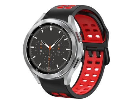 Correa de reloj inteligente para Samsung Galaxy Watch 4 Classic 46 mm 20 mm Correa de reloj de silicona transpirable de dos colores (negro + rojo)