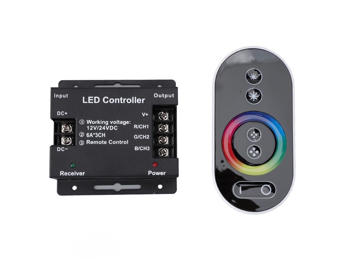 2026-control Remoto Inalámbrico Rf Táctil Para Led Rgb Con Regulador De Intensidad Dc12v-24v 6 Teclas Circular