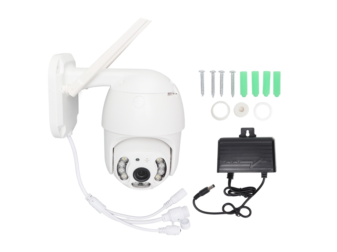 Cámara De Seguridad Inalámbrica Ip66 De 3 Mp Con Rotación De 360 Grados, Monitor Para Exteriores Y Doble Iluminación.
