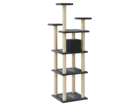 vidaXL Rascador para gatos con postes de sisal gris oscuro 171 cm