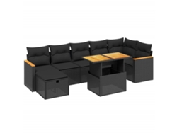 Conjunto 8 de sofás de jardín VIDAXL y cojines ratán sintético negro