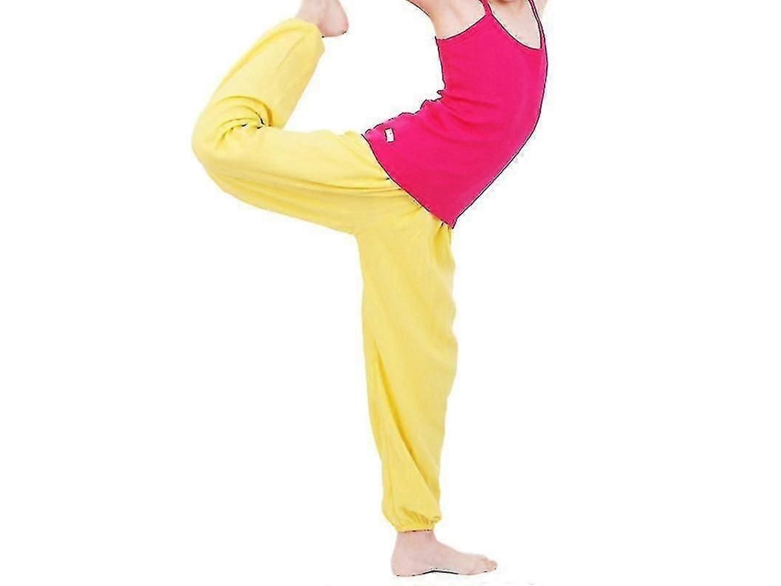 Pantalones Holgados Para Niños Y Niñas, Estilo Aladdin, Para Baile, Yoga, Casuales, Holgados, Estilo Harem, Color Amarillo.