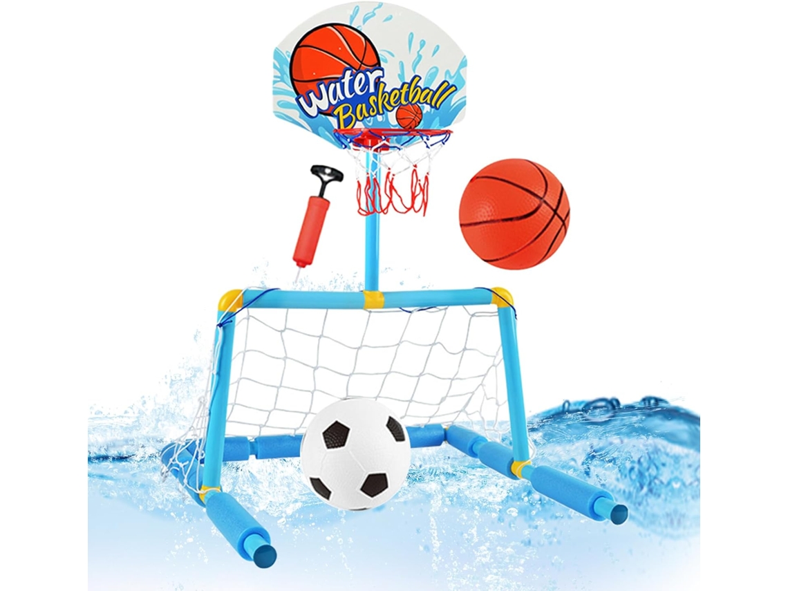 Canasta de baloncesto para piscina, portería de fútbol 2 en 1, con 2 balones y 1 bomba de aire, para niños de Vayotoy