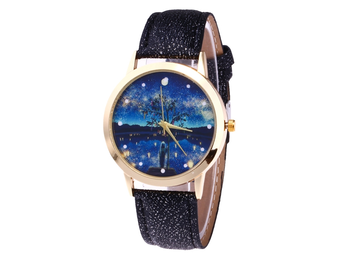 Reloj De Pulsera De Cuarzo Con Correa De Piel Sintética, Esfera Redonda Sencilla, Unisex, Negro.