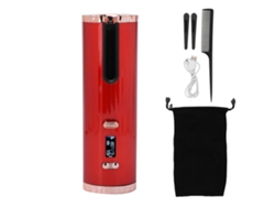 Plancha De Rizado Automático Inalámbrica Usb Con Pantalla Lcd Y Barril Cerámico Rojo