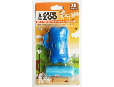 Dispensador y Bolsas de Residuos para Perros MISTER ZOO Azul (30 un)