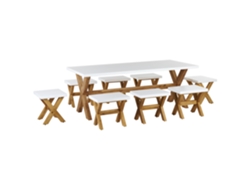 Conjunto de Comidas Con Mesa de Fibra de Cemento Y 8 Tambores Blancos de Olbia