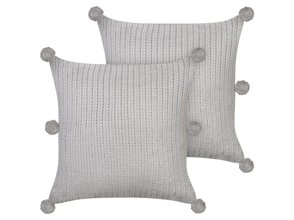 Juego de cojines decorativos de punto BELIANI Ocotea de Algodón Gris 45x45x15