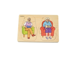 Rompecabezas de madera Beleduc con 40 piezas, que representa al abuelo y la abuela.