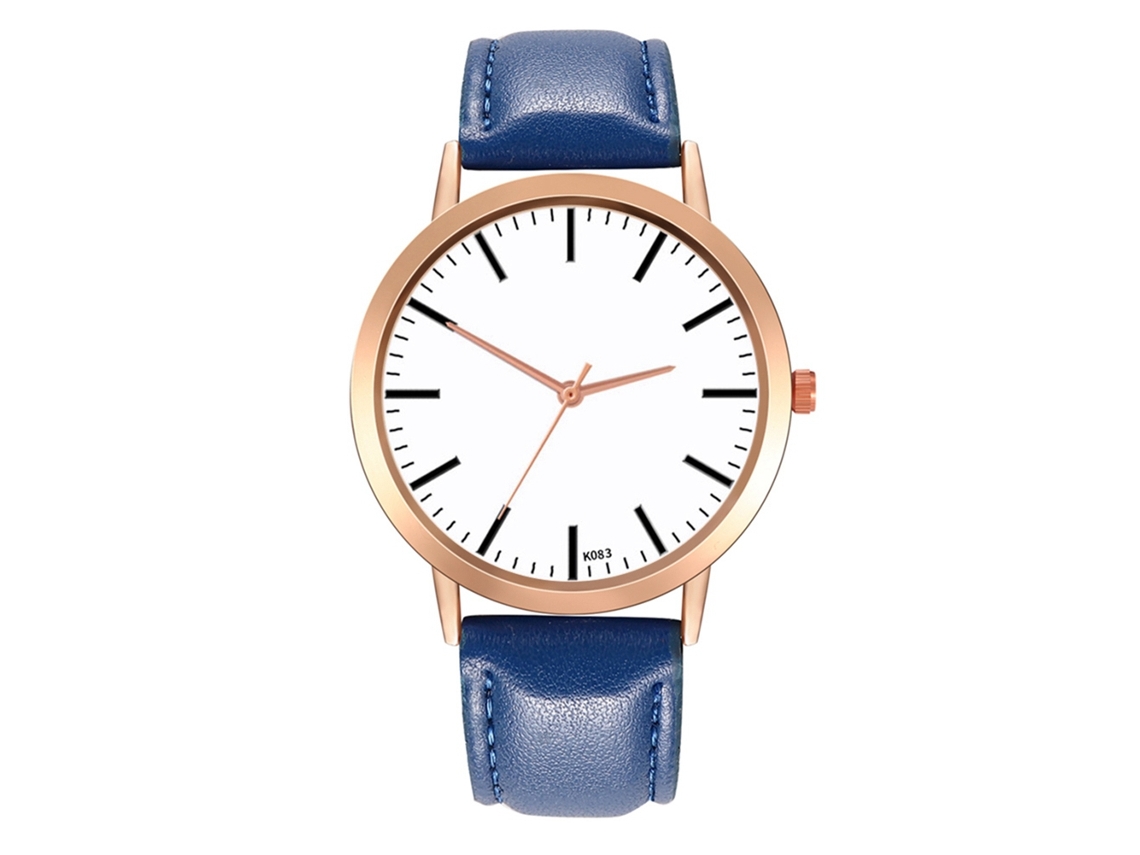 Elegante Reloj De Pulsera De Cuero Para Mujer Con Movimiento De Cuarzo, Color Azul Oscuro.