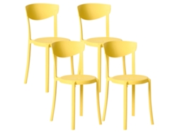 Juego de 4 sillas de comedor Beliani Vieste en material sintético amarillo 42x38x80