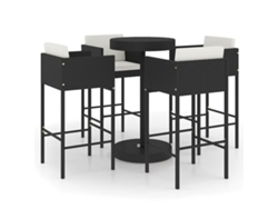 Maison Exclusive - Set De Bar Para Jardín 5 Pzas Y Cojines Ratán Sintético Negro