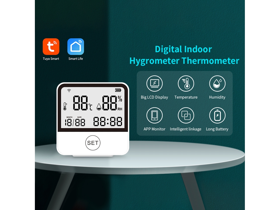 2026-monitor De Temperatura Y Humedad Wifi Sensor Inteligente Con Pantalla Lcd Higrómetro Termómetro Digital Interior