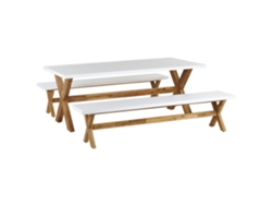 Conjunto de Comidas de Jard�n Para 6 Personas en Fibra de Cemento Blanco