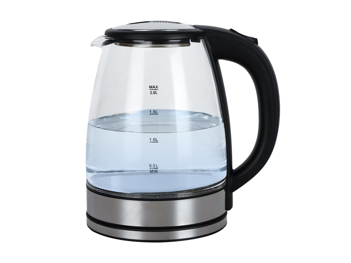 Hervidor eléctrico de vidrio de 2 l, apto para té y café, sin BPA, apagado automático, 1500 W, tetera