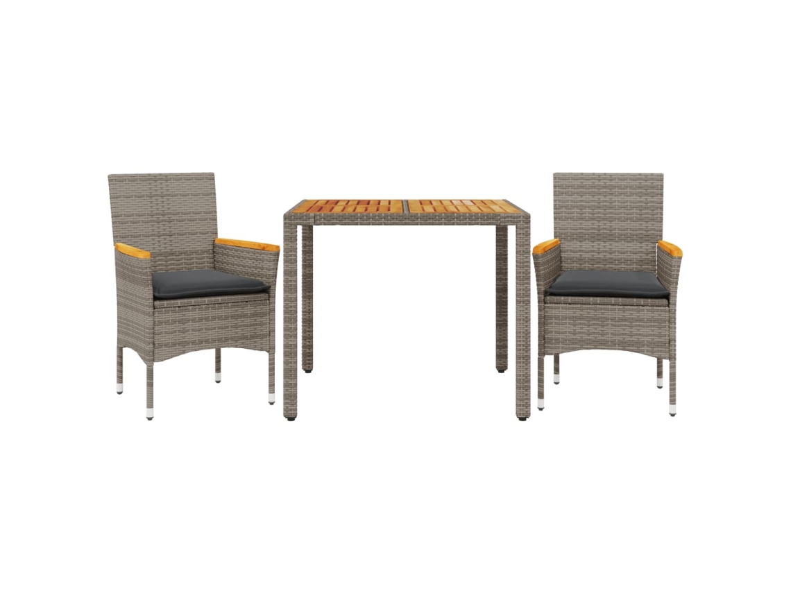 Maison Exclusive - Set De Comedor Jardín 3 Pzas Con Cojines Ratán Pe Acacia Gris