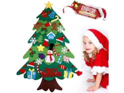 Árvore de Natal decorativa de feltro com enfeites natalinos para decorar as festas de fim de ano.