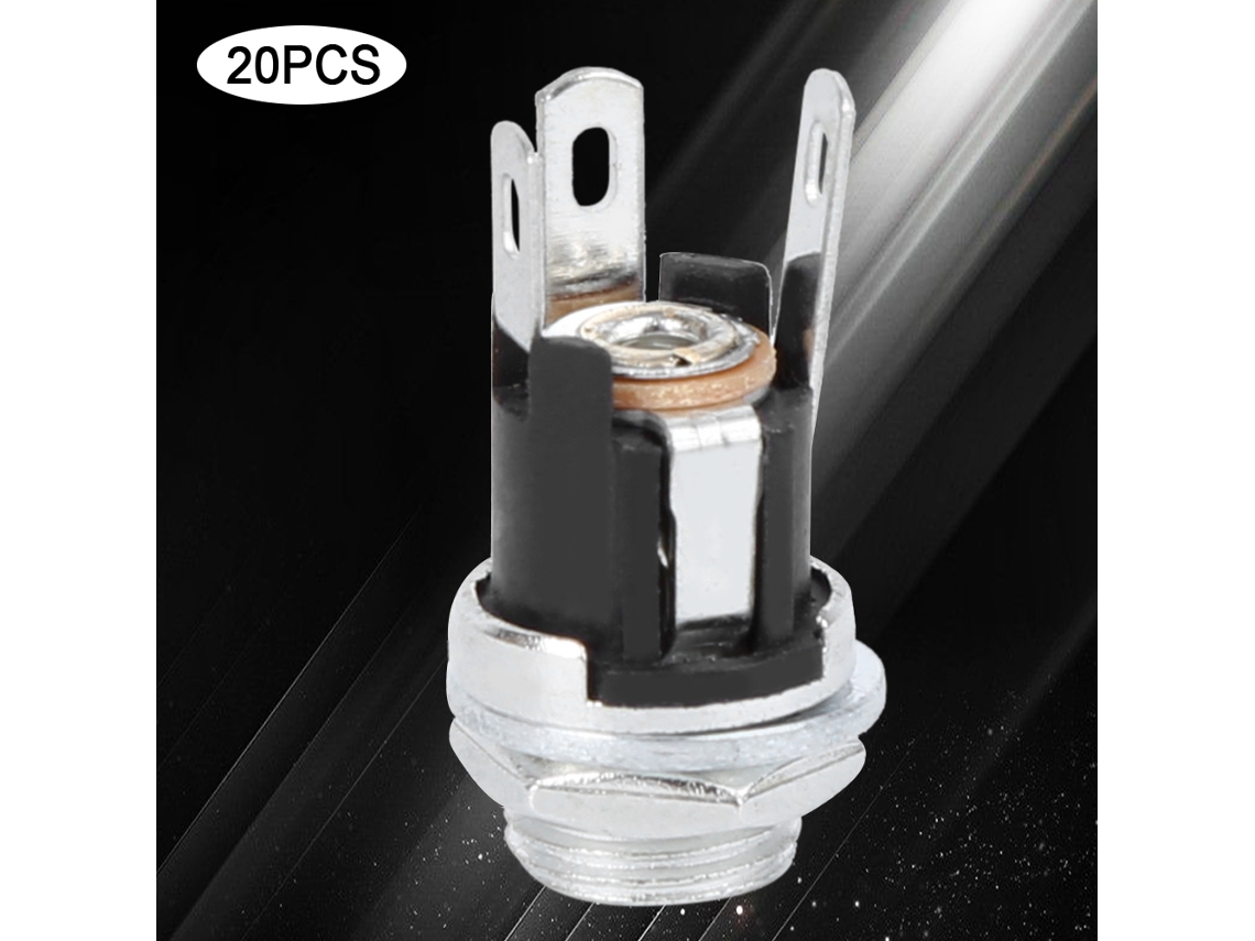 Omni-20 Piezas Jack Hembra De Alimentación Dc 5.5x2.1mm Con Tuerca Panel Mount Conector Dc025m